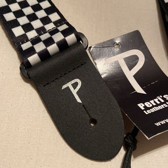 Perri's 2" Polyester Guitar Strap black and white white checker - Picture 4 of 6